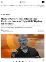 Michael Saylor Touts Bitcoin-Tied Preferred Stock as 'High-Yield' Option for Retirees - Decrypt