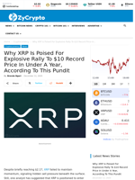 Why XRP Is Poised For Explosive Rally To $10 Record Price In Under A Year, According To This Pundit ⋆ ZyCrypto