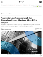 Australia Lays Groundwork for Tokenized Asset Markets After RBA Project - Decrypt