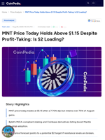 MNT Price Today Holds Above $1.15 Despite Profit-Taking: Is $2 Loading?
