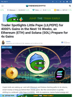 Trader Spotlights Little Pepe (LILPEPE) for 4000% Gains in the Next 16 Weeks, as Ethereum (ETH) and Solana (SOL) Prepare for 4x Gains