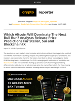 Which Altcoin Will Dominate The Next Bull Run? Analysts Release Price Predictions For Stellar, Sui and BlockchainFX
