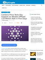 Cardano Price Tests Key Support as Whales Offload 110 Million ADA in Five Days ⋆ ZyCrypto