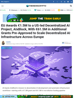 EU Awards €1.5M to a US-led Decentralized AI Project, AIxBlock, With €61.5M in Additional Grants Pre-Approved to Scale Decentralized AI Infrastructure Across Europe