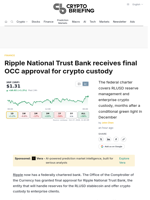 Ripple National Trust Bank receives final OCC approval for crypto custody
