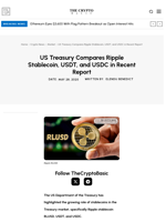 US Treasury Compares Ripple Stablecoin, USDT, and USDC in Recent Report