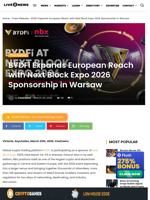 BYDFi Expands European Reach with Next Block Expo 2026 Sponsorship in Warsaw | Live Bitcoin News