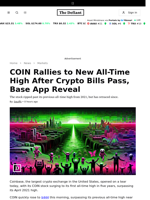 COIN Rallies to New All-Time High After Crypto Bills Pass, Base App Reveal - 