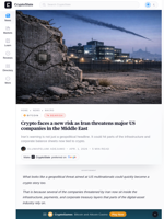 Iran threat to 18 U.S. firms opens a new risk front for crypto