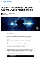 Spanish Authorities Uncover €260M Crypto Ponzi Scheme