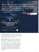 Warren Buffett Says You Wouldn't Owe A 'Dime' In Federal Taxes If 800 Companies Paid The IRS Like Berkshire — And That Includes Social Security Too  - Benzinga