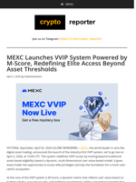 MEXC Launches VVIP System Powered by M-Score, Redefining Elite Access Beyond Asset Thresholds