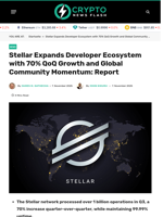 Stellar Expands Developer Ecosystem with 70% QoQ Growth and Global Community Momentum: Report - Crypto News Flash
