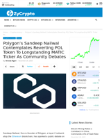 Polygon’s Sandeep Nailwal Contemplates Reverting POL Token To Longstanding MATIC Ticker As Community Debates ⋆ ZyCrypto