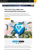 Verb Stock Soars 200% After TON Treasury Plan