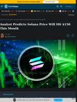 Analyst Predicts Solana Price Will Hit $150 This Month