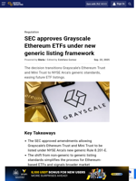 SEC approves Grayscale Ethereum ETFs under new generic listing framework