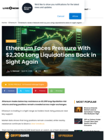Ethereum Faces $2,200 Long Liquidation Risk