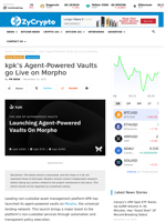 kpk’s Agent-Powered Vaults go Live on Morpho