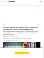 ADA governance vote kills Cardano Summit 2026, approves smaller TOKEN2049 plan