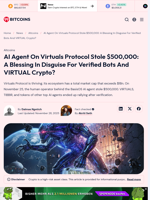 AI Agent Stole $500,000; A Blessing For Virtuals VIRTUAL Crypto?