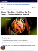 Bitcoin Price Stays “Just Fine” But Are Treasury Companies Falling Behind?