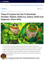 These 5 Cryptos Are Set To Dominate October: Pepeto, Shiba Inu, Solana, AVAX and Dogecoin, Here’s Why