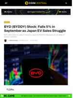 BYD (BYDDY) Stock: Falls 5% in September as Japan EV Sales Struggle - CoinCentral