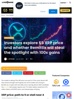 Investors explore $5 XRP price and whether Remittix will steal the spotlight with 100x gains | Live Bitcoin News