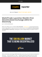 Watt2Trade Launches World’s First Decentralized Exchange (DEX) for Electricity