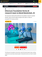 Ethereum Foundation Forms AI Research Team to Blend Blockchain, AI