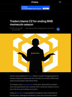 Traders blame CZ for ending BNB memecoin season