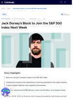 Jack Dorsey's Block to join the S&P 500 Index Next Week