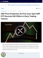 XRP Price Prediction As First-ever Spot XRP ETF Records $26 Million in Early Trading Volume