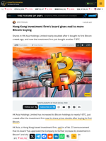 Hong Kong investment firm’s board gives nod to more Bitcoin buying