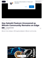 Key Satoshi Feature Uncovered as Bitcoin Community Remains on Edge - U.Today