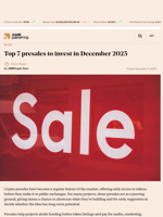 Top 7 presales to invest in December 2025 - AMBCrypto