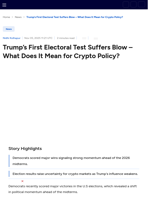 Trump’s First Electoral Test Suffers Blow - What Does It Mean for Crypto Policy?