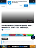 Unstaking Move By Ethereum Foundation Draws Market Focus, A Sell-Off On The Horizon? | Bitcoinist.com