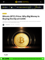 Bitcoin (BTC) Price: Why Big Money Is Buying the Dip at $105K - CoinCentral