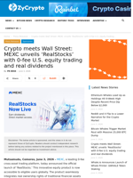 Crypto meets Wall Street: MEXC unveils 'RealStocks' with 0-fee U.S. equity trading and real dividends