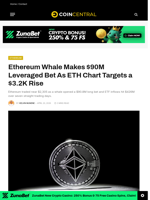 Ethereum Whale Makes $90M Leveraged Bet As ETH Chart Targets a $3.2K Rise