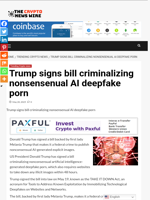 Trump signs bill criminalizing nonsensenual AI deepfake porn - The Crypto News Wire