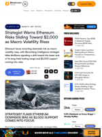 Strategist Warns Ethereum Risks Sliding Toward $2,000 as Macro Volatility Rises – Markets and Prices Bitcoin News