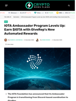IOTA Ambassador Program Levels Up: Earn $IOTA with GiveRep's New Automated Rewards - Crypto News Flash