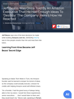Jeff Bezos Was Once Told By An Amazon Executive That He Had Enough Ideas To 'Destroy' The Company: Here's How He Reacted - Amazon.com (NASDAQ:AMZN) - Benzinga