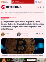 [LIVE] Latest Crypto News, August 18 – Best Crypto To Buy As Bitcoin Price Falls 2% Retesting $115K: LINK Surges And Qubic Targets DOGE After Monero - 99Bitcoins
