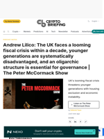Andrew Lilico: The UK faces a looming fiscal crisis within a decade, younger generations are systematically disadvantaged, and an oligarchic structure is essential for governance | The Peter McCormack Show