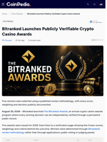 Bitranked Launches Publicly Verifiable Crypto Casino Awards