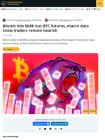 Bitcoin Strength Holds Into $68K But Pro Traders Remain Cautious